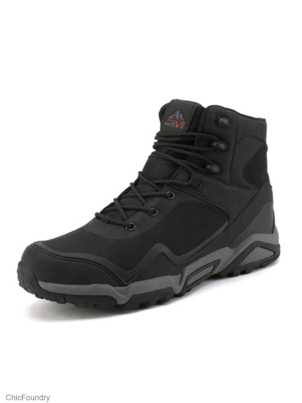Men's Mid Top Waterproof Hiking Boots Faux Leather Nylon Ankle Boots